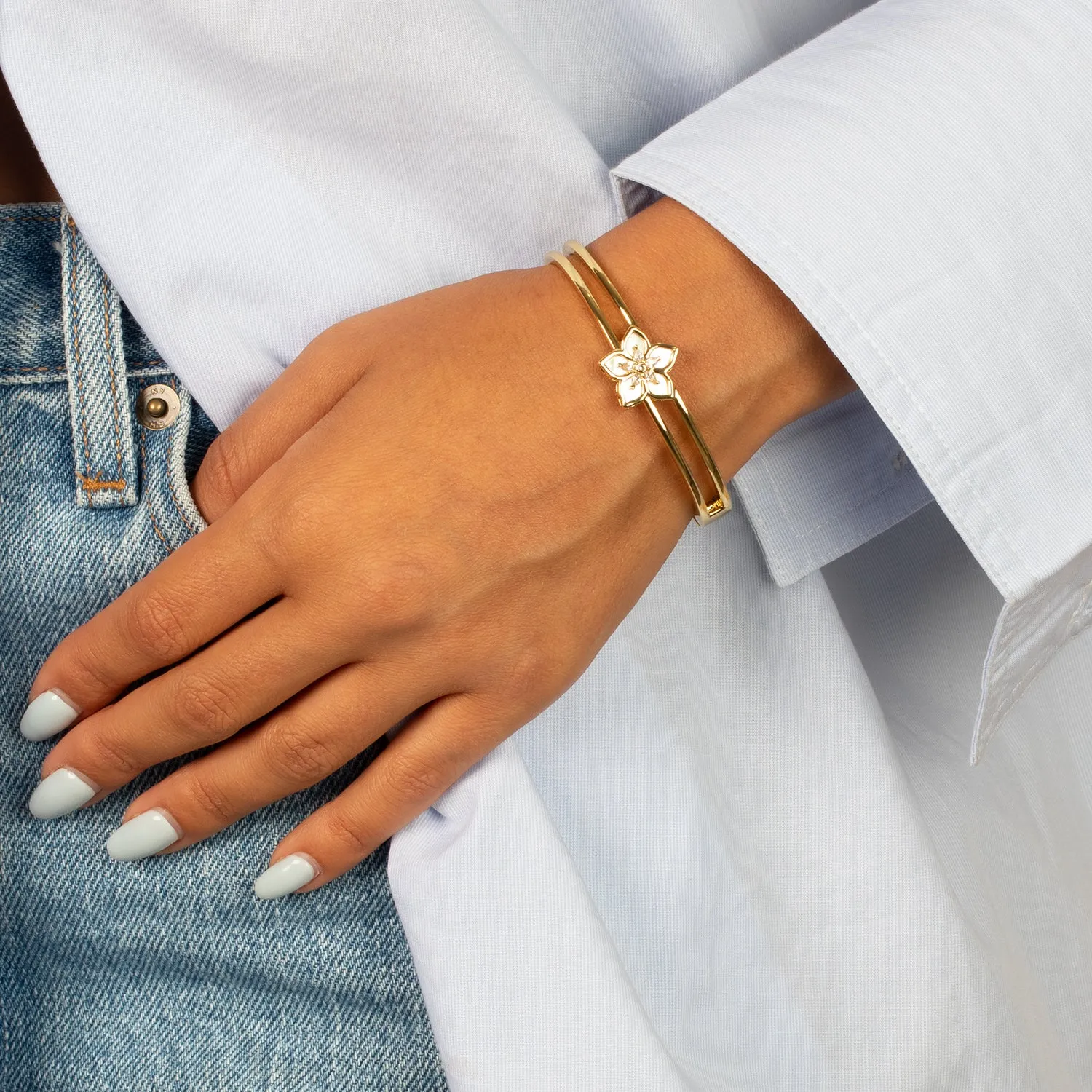 Fancy Colored Stone Flower Bangle sold by Adina Eden's product image thumbnail 2
