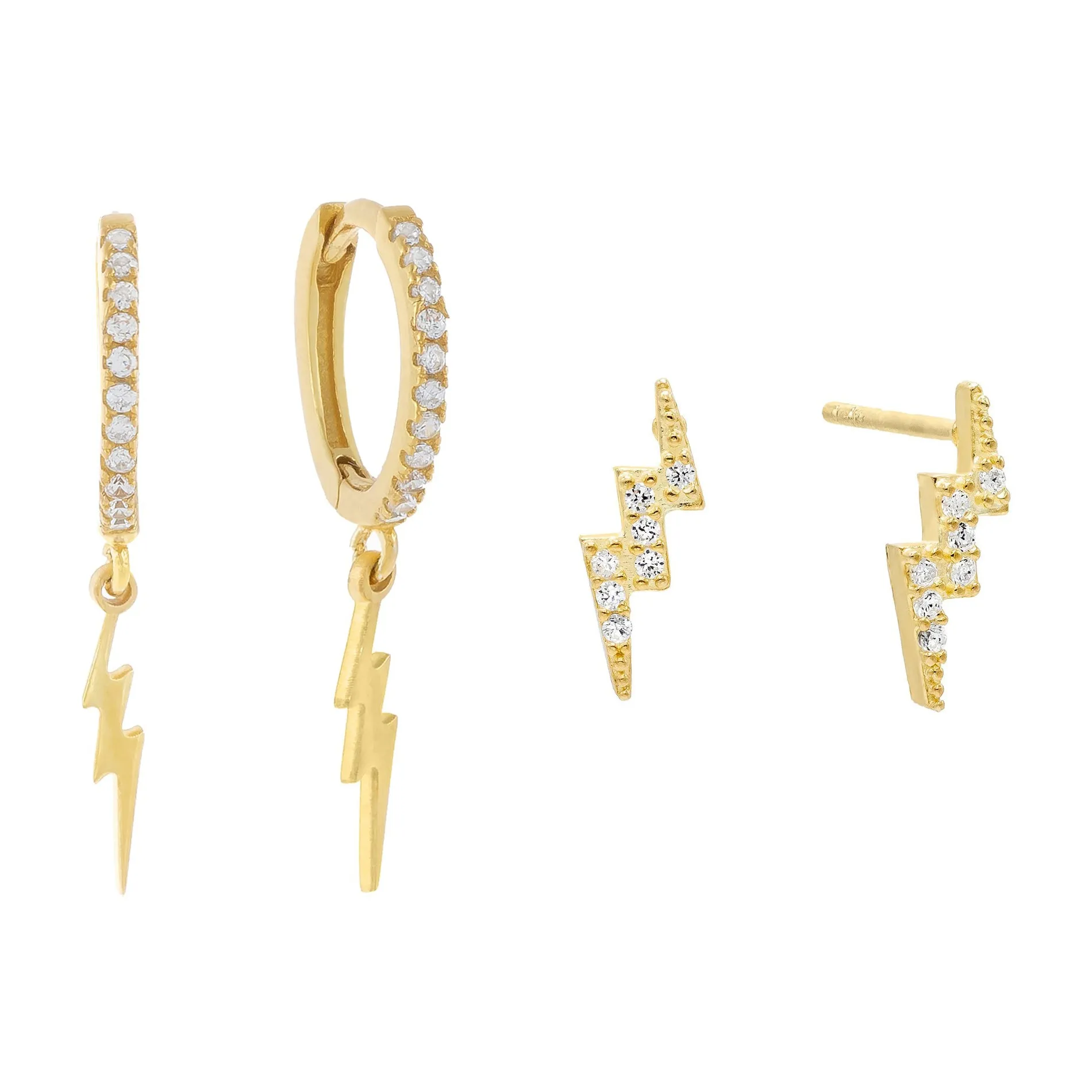 Pavé Lightning Earring Combo Set sold by Adina Eden's