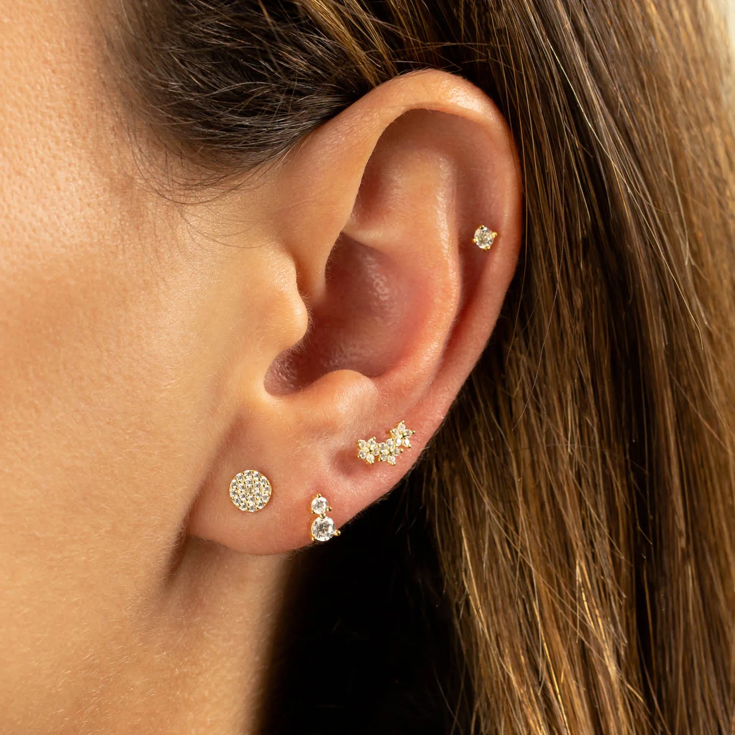 Double Solitaire Threaded Stud Earring sold by Adina Eden's product image thumbnail 2