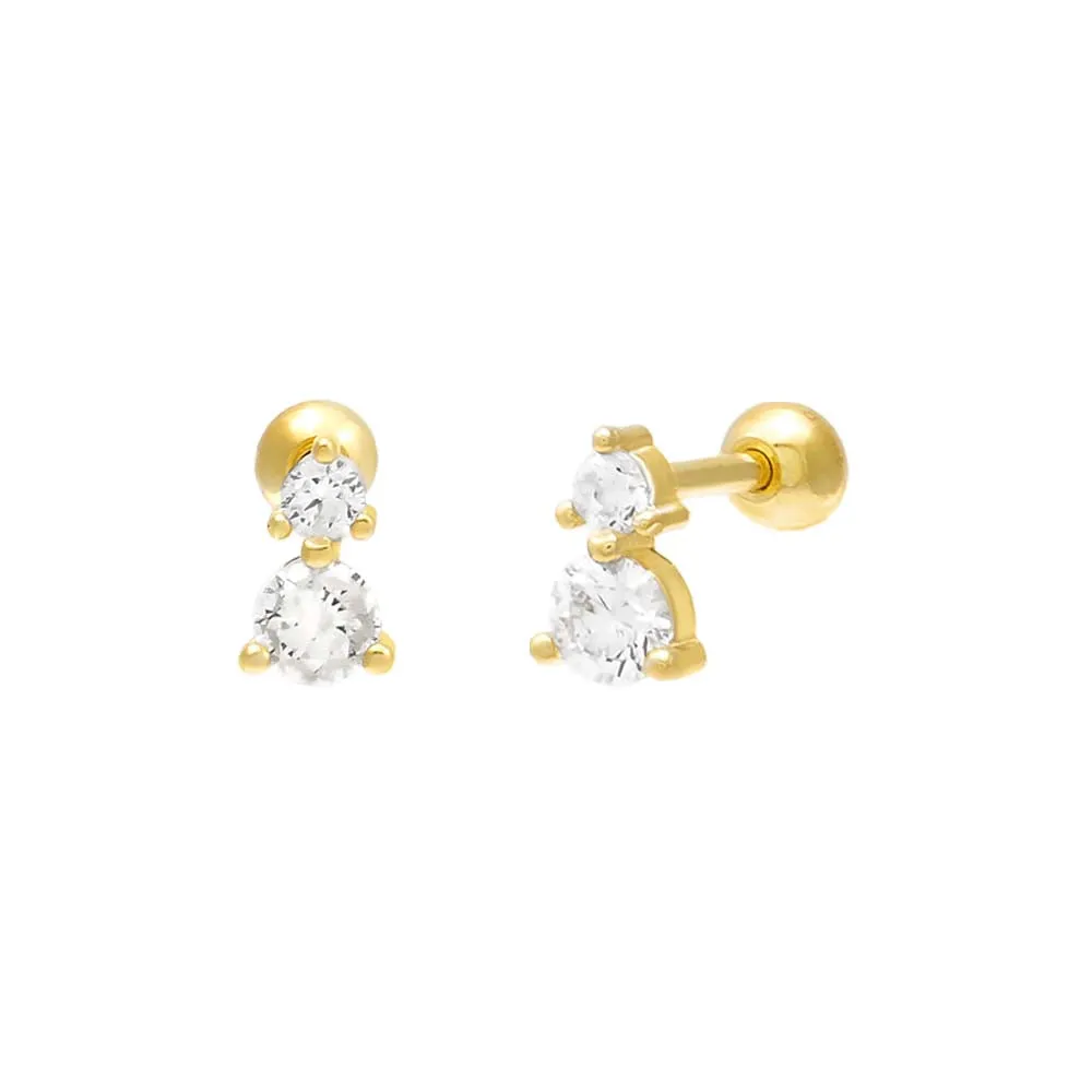 Double Solitaire Threaded Stud Earring sold by Adina Eden's