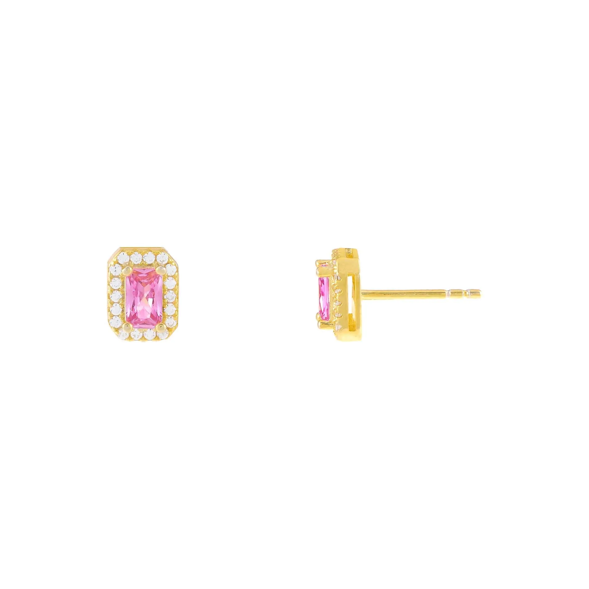 CZ Pink Illusion Baguette Stud Earring sold by Adina Eden's