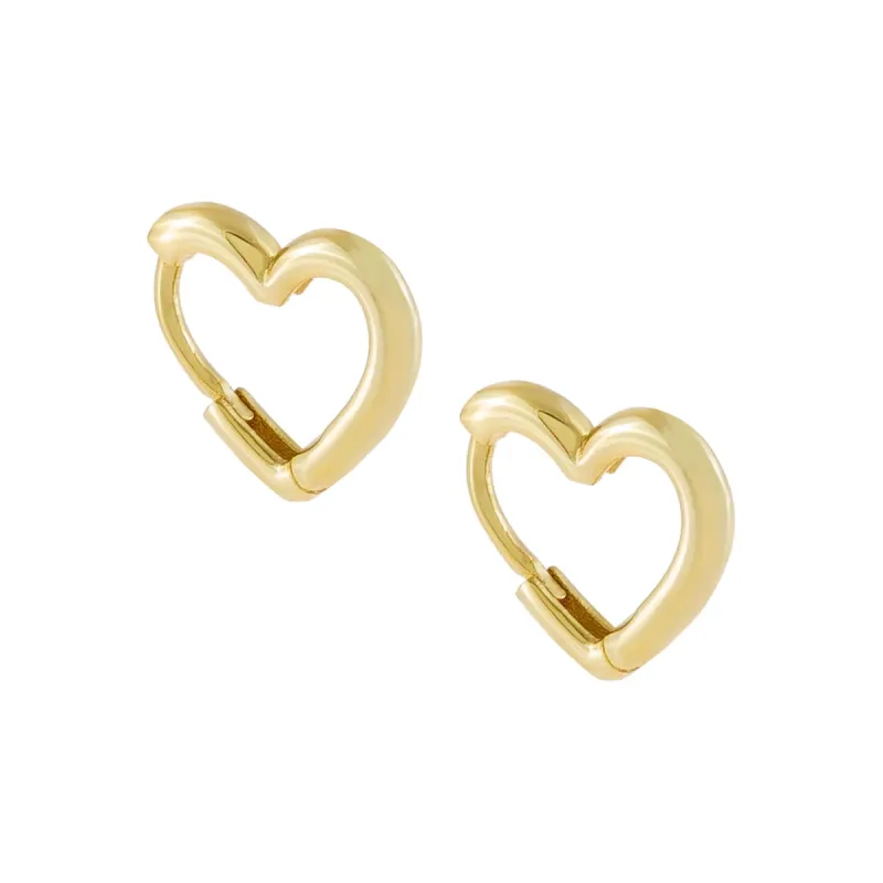 Mini Solid Heart Huggie Earring sold by Adina Eden's