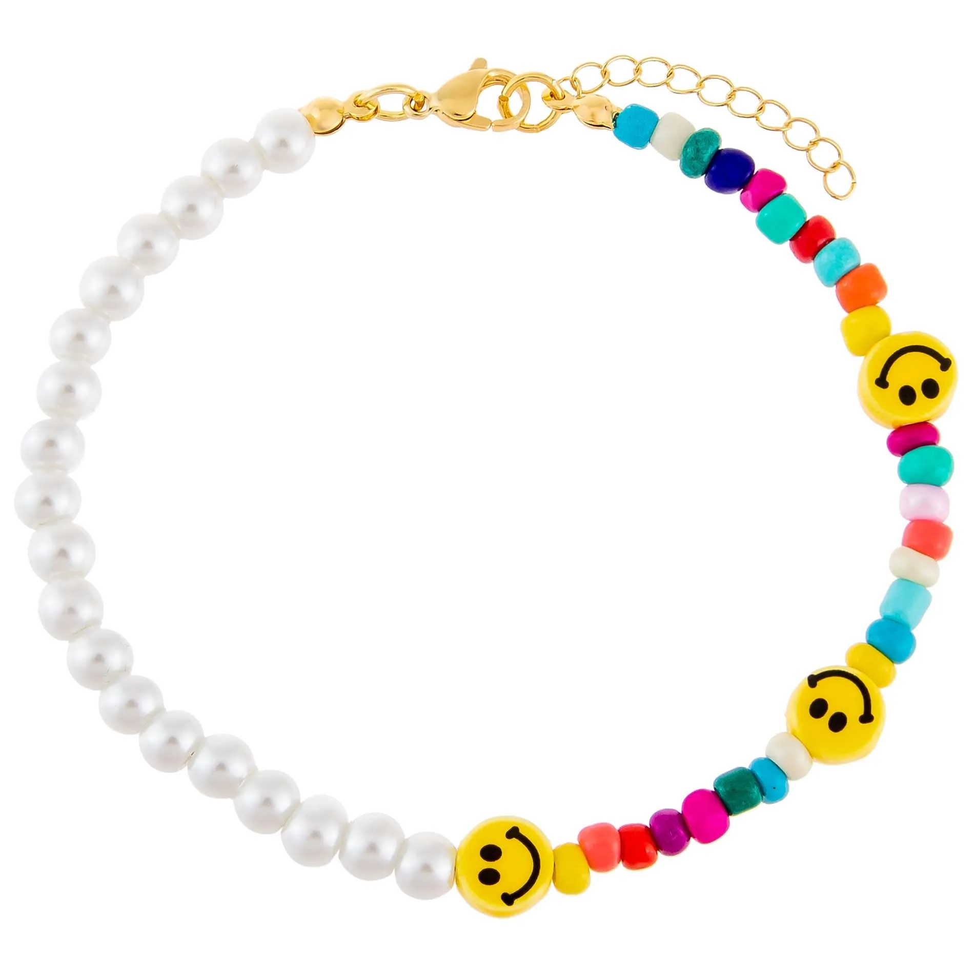 Smiley Face X Pearl Anklet sold by Adina Eden's