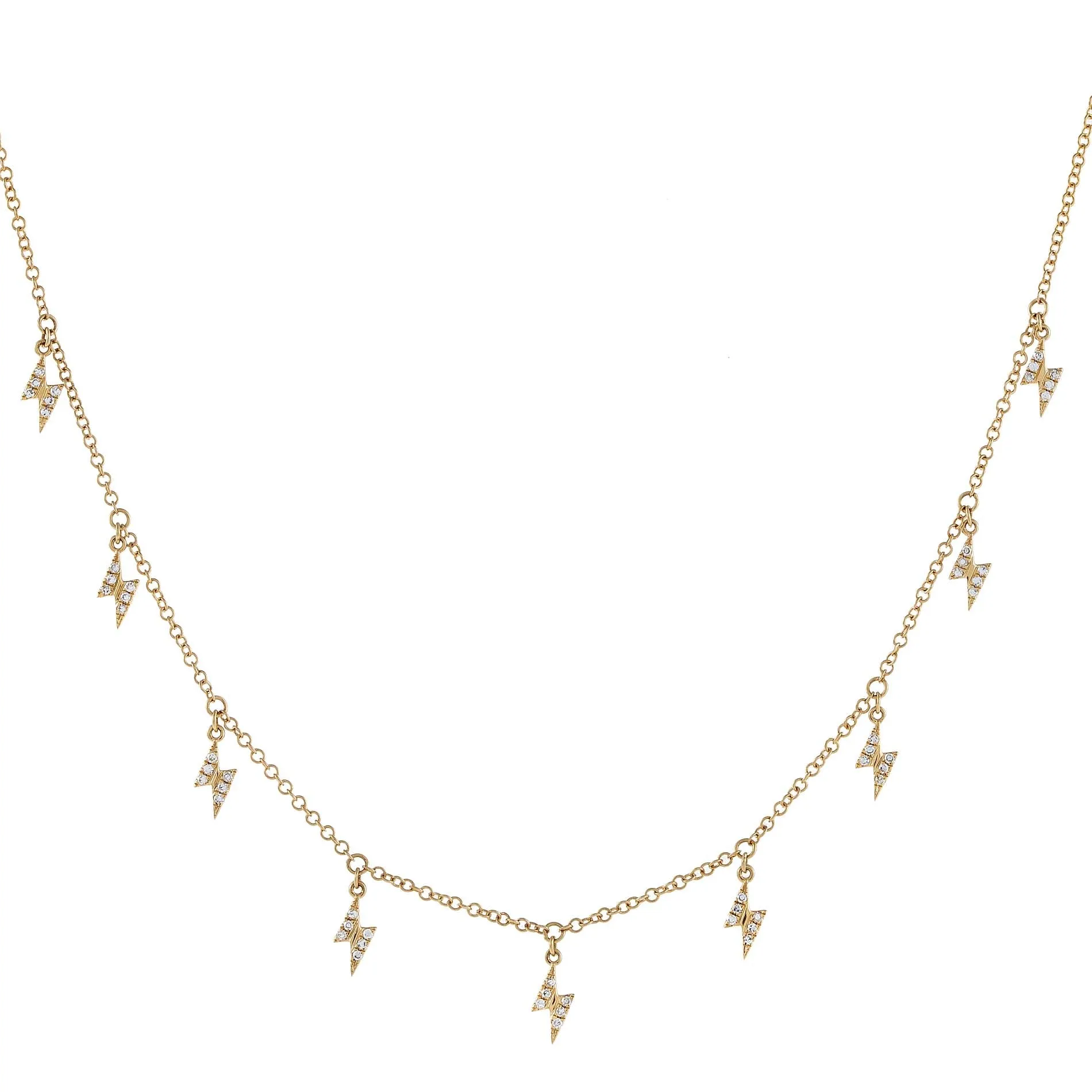 Diamond Multi Lightning Bolt Necklace 14K sold by Adina Eden's