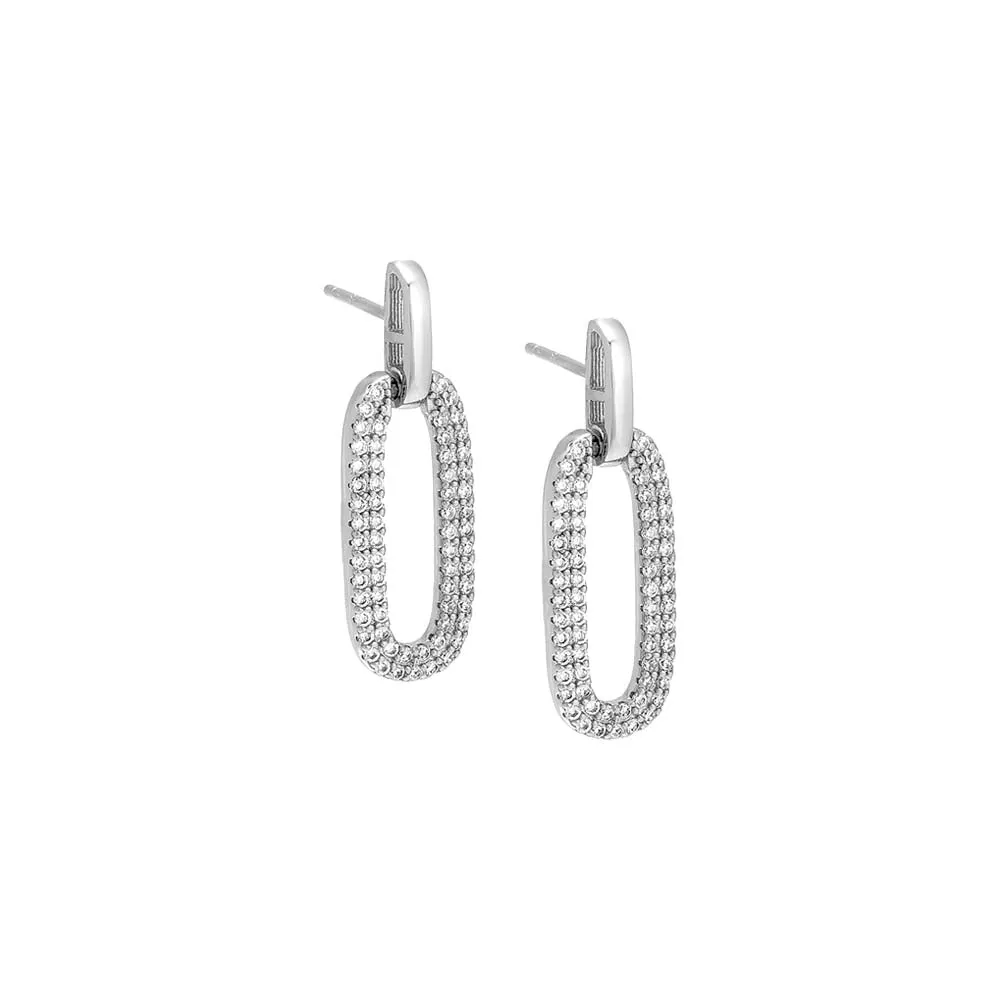 Solid/Pave Elongated Open Link Drop Stud Earring sold by Adina Eden's product image thumbnail 4