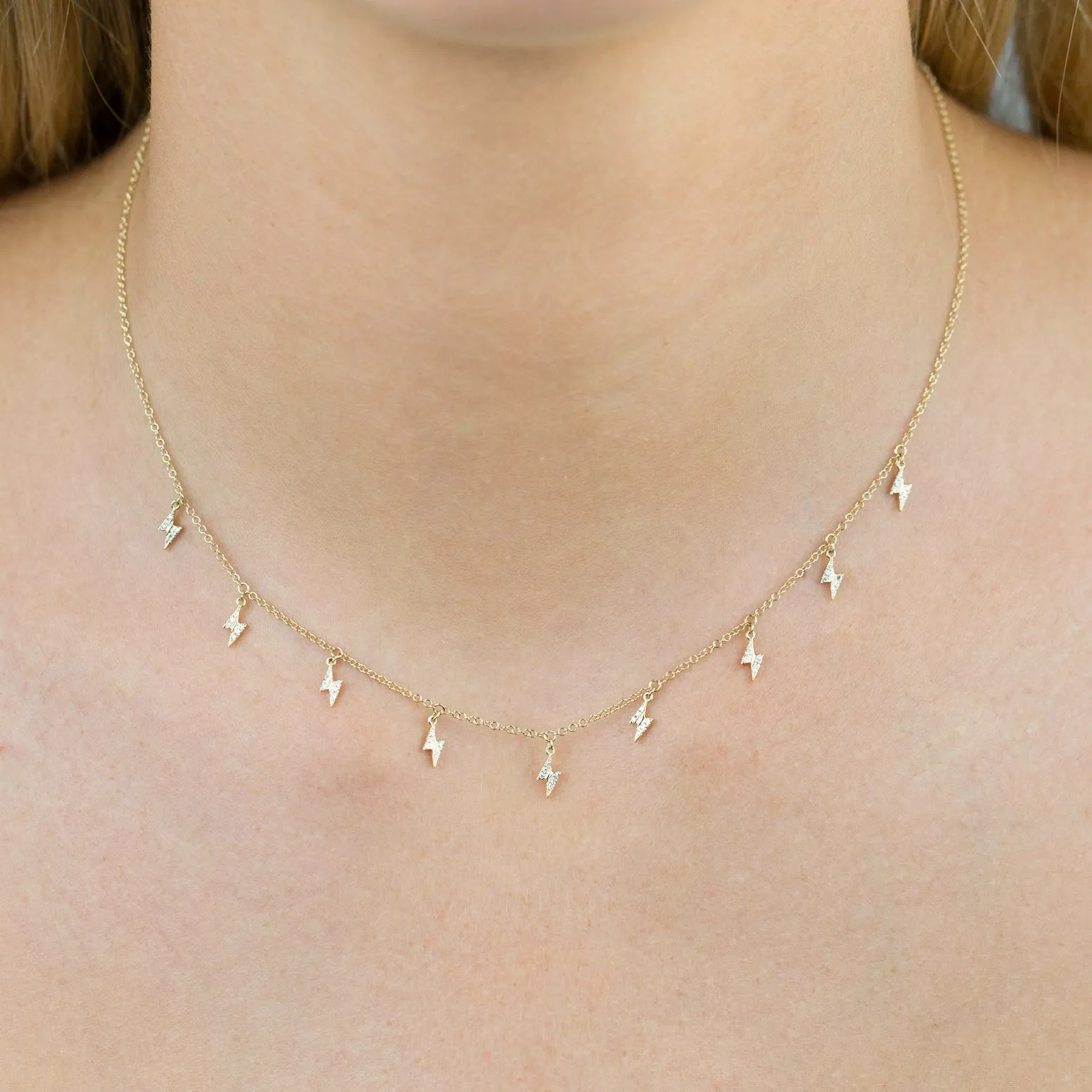 Diamond Multi Lightning Bolt Necklace 14K sold by Adina Eden's product image thumbnail 4