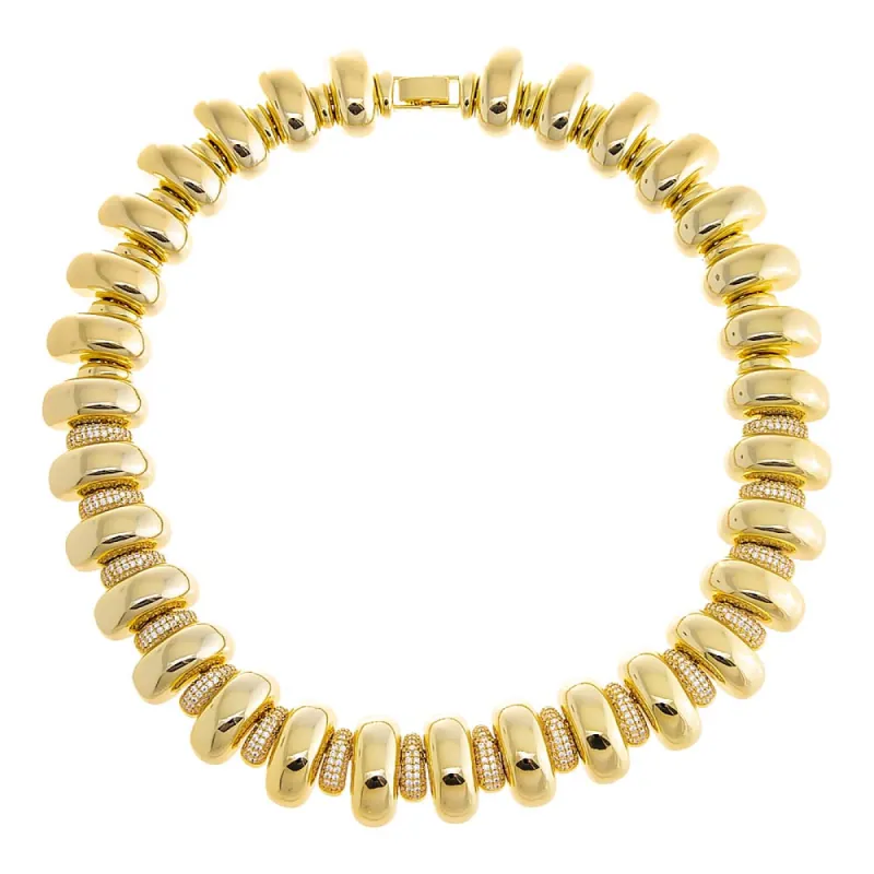 Solid/Pave Wide Ridged Tennis Necklace sold by Adina Eden's