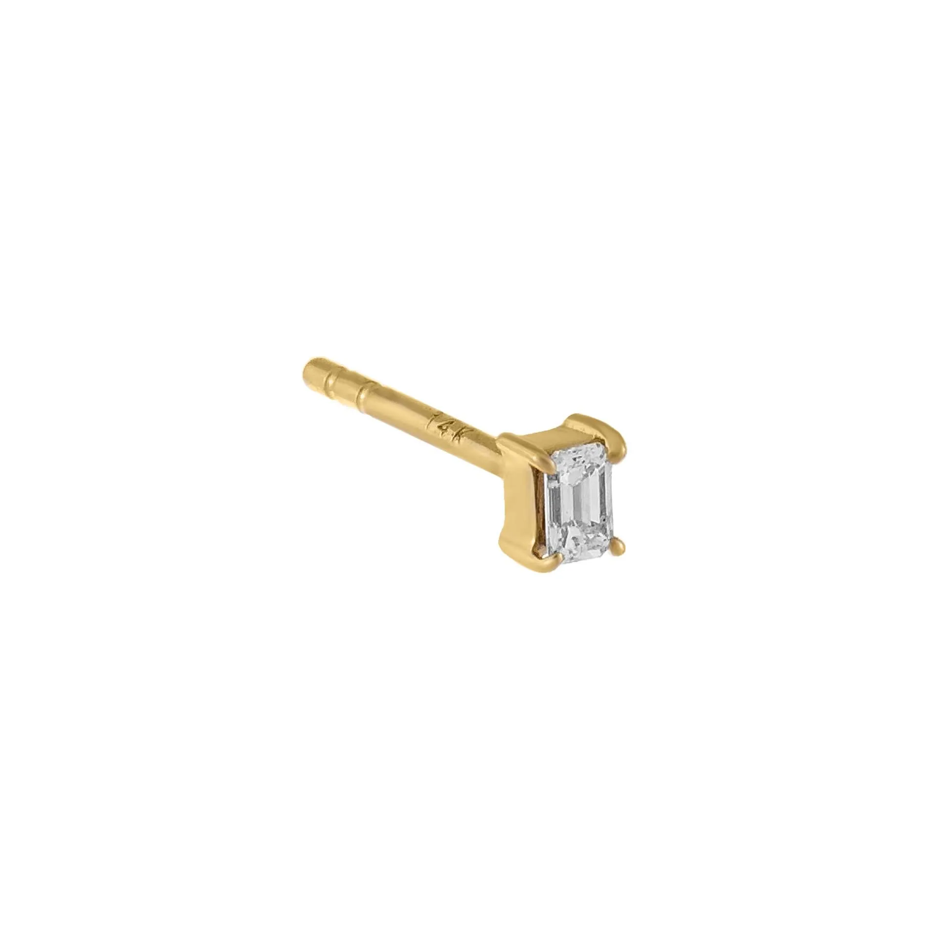 Diamond Tiny Emerald Stud Earring 14K sold by Adina Eden's