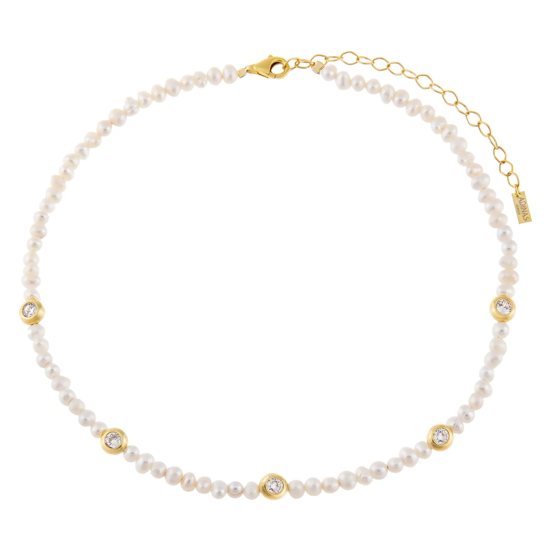 Pearl CZ Multi Bezel Choker sold by Adina Eden's product image thumbnail 4