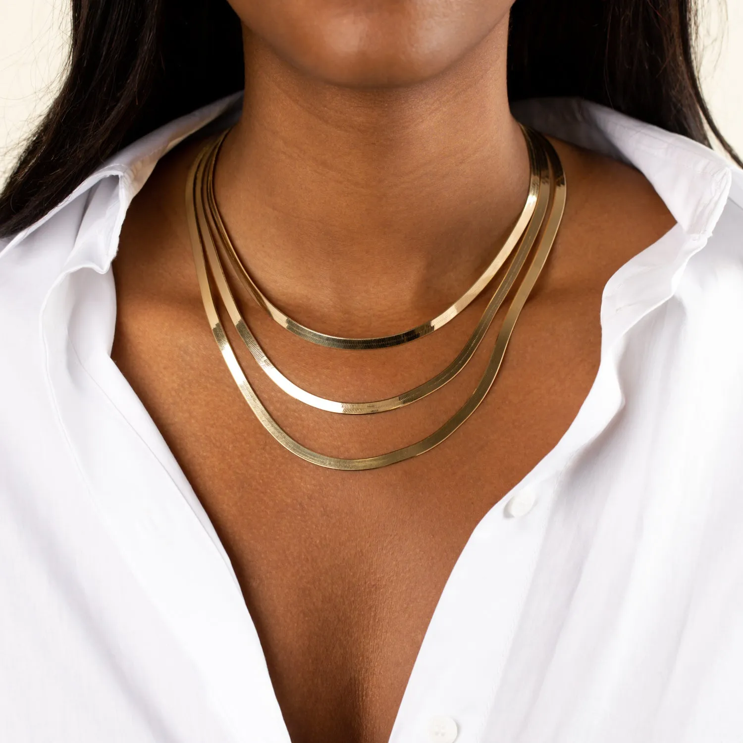 Herringbone Chain Necklace 14K sold by Adina Eden's product image thumbnail 3