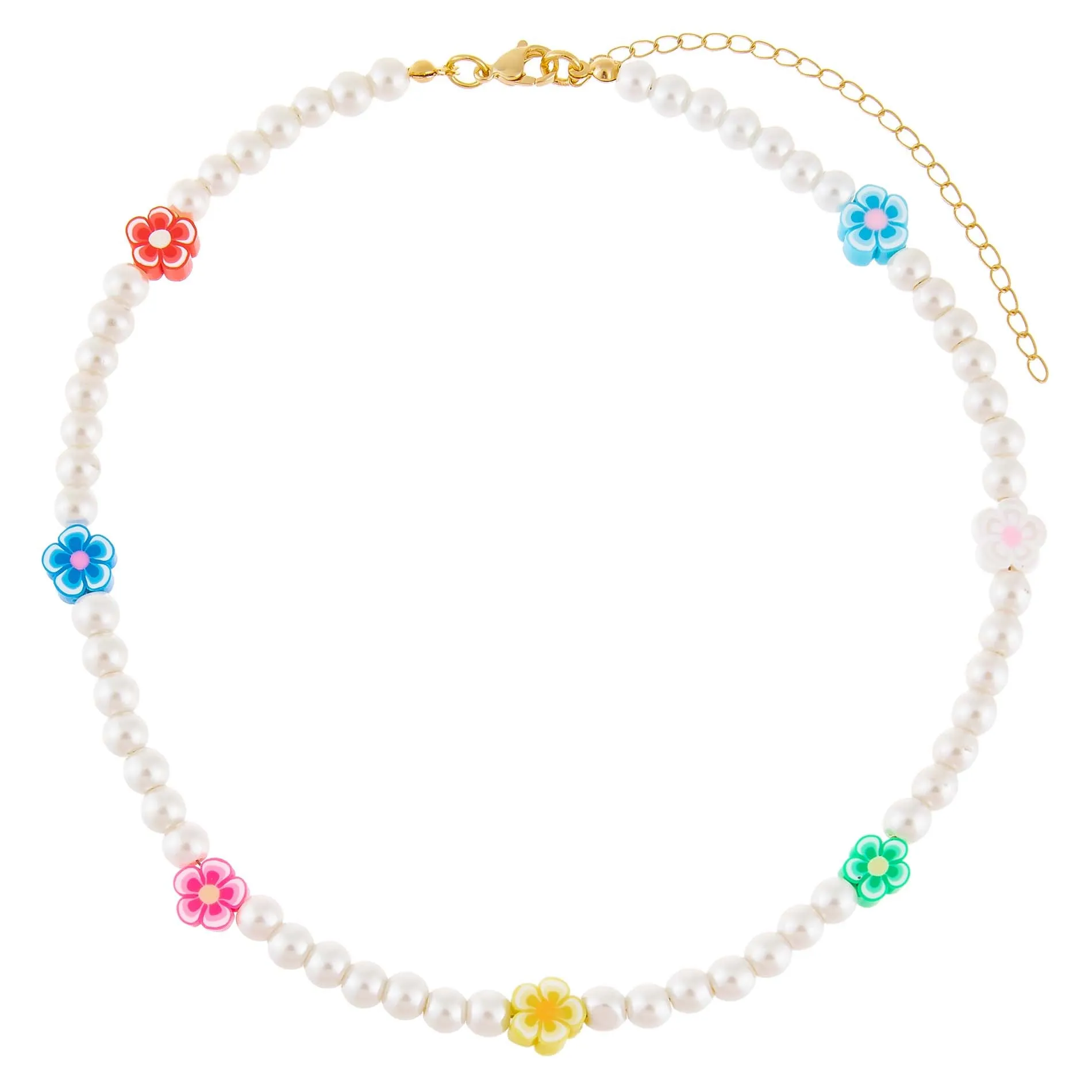 Neon Color Flower Pearl Necklace sold by Adina Eden's product image thumbnail 3