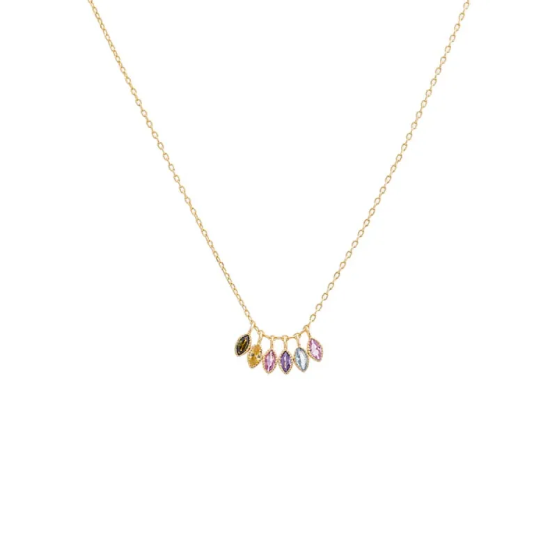 Multi Colored Marquise Bezel Necklace sold by Adina Eden's