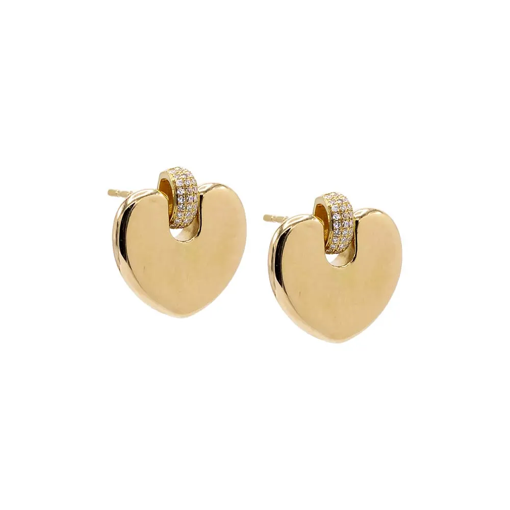 Diamond Pavé Puffy Heart Stud Earring 14K sold by Adina Eden's