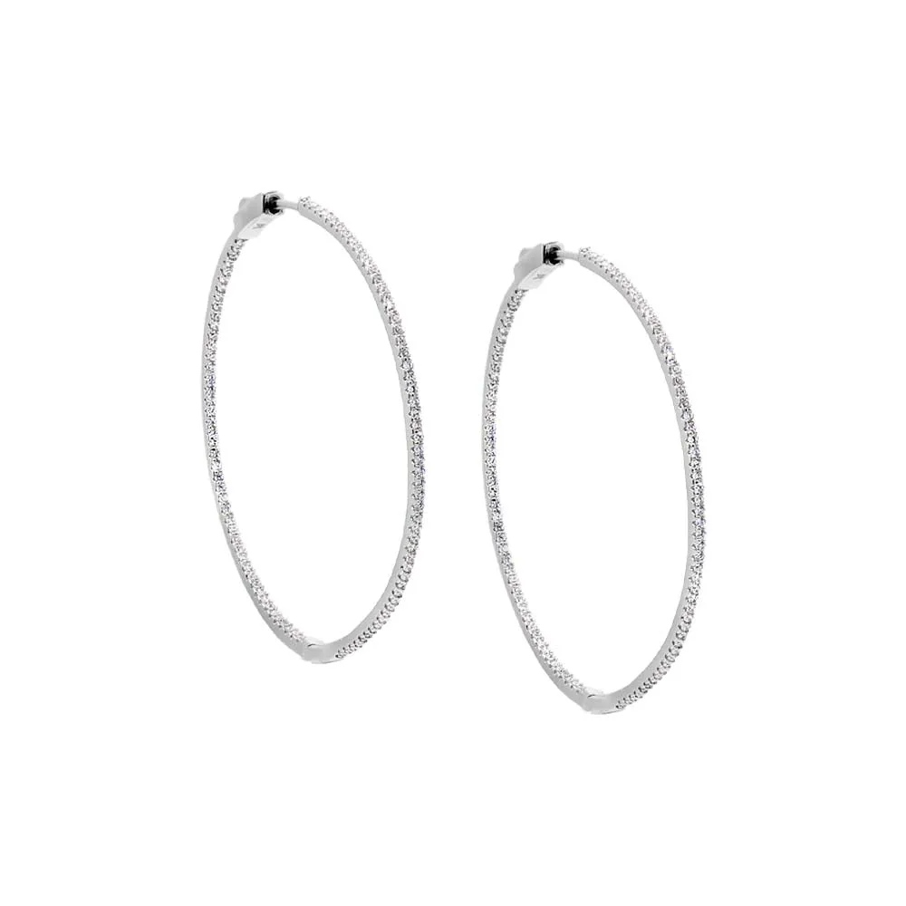 Fancy Thin Pave Open Hoop Earring sold by Adina Eden's product image thumbnail 2