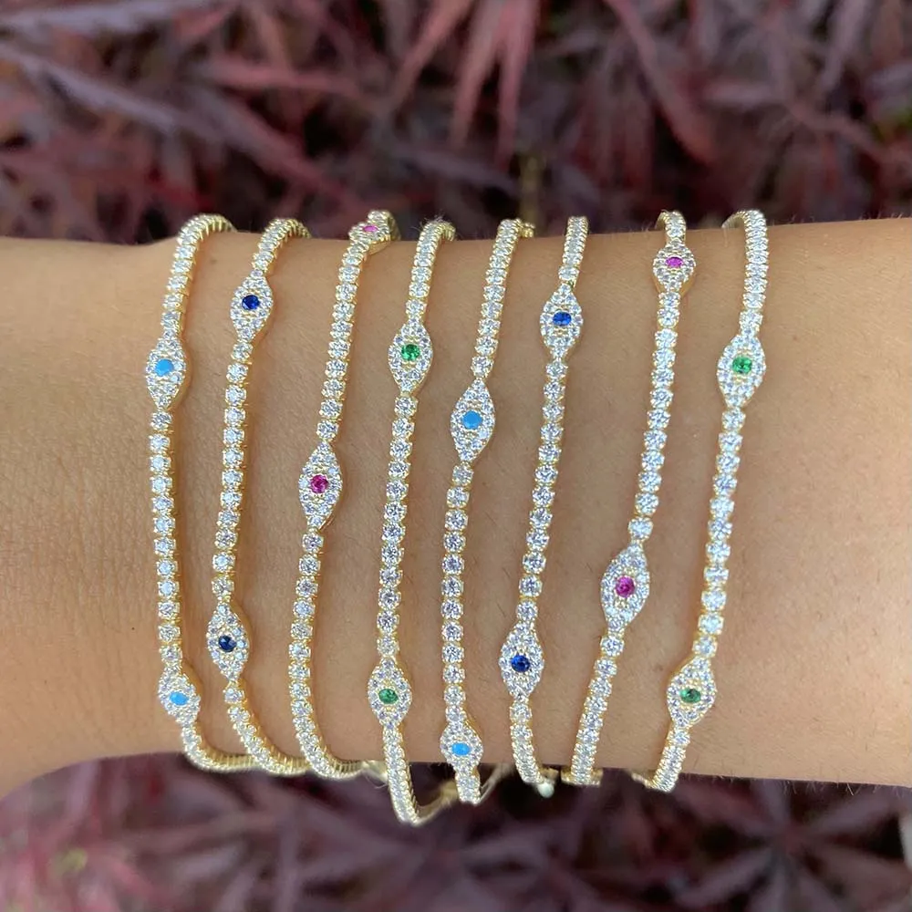 Colored Evil Eye Tennis Bracelet sold by Adina Eden's product image thumbnail 3