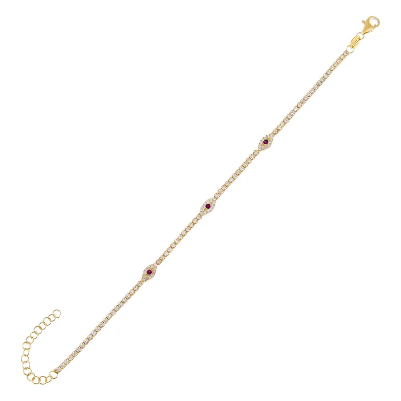 Colored Evil Eye Tennis Bracelet sold by Adina Eden's