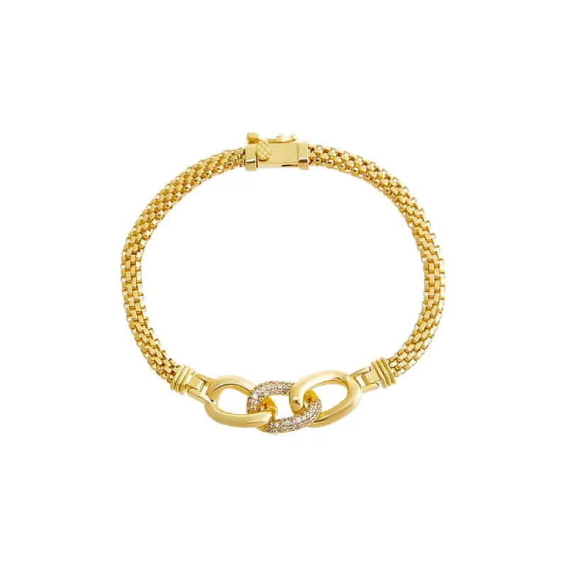 CZ Pave Accented Link Chain Bracelet sold by Adina Eden's