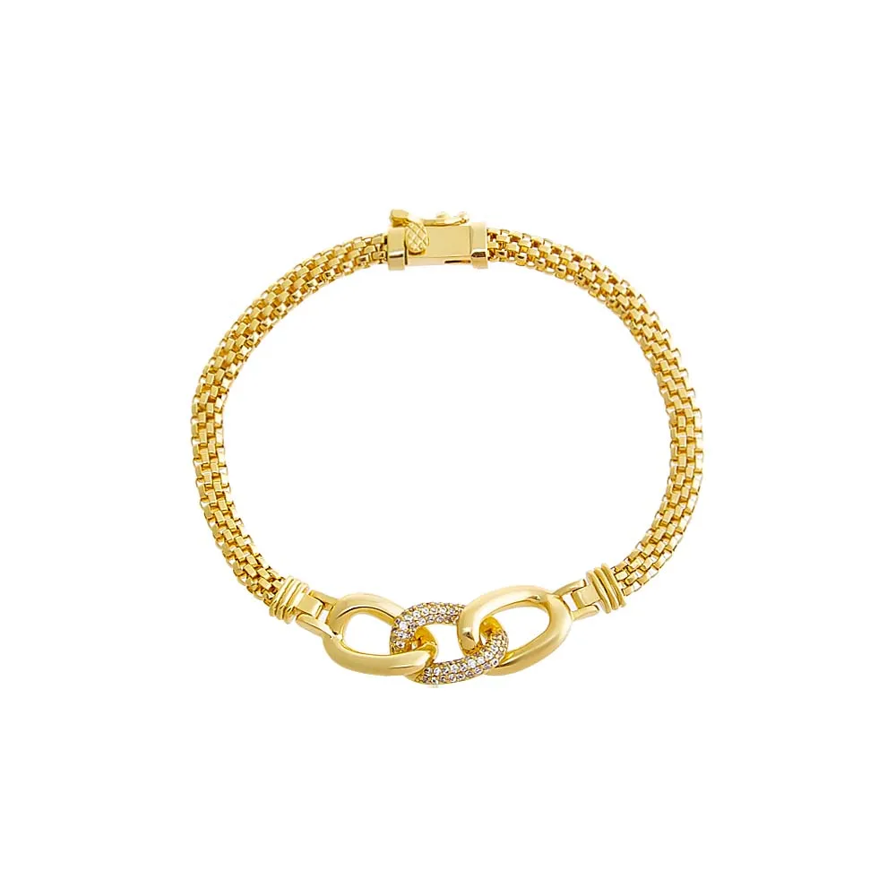 CZ Pave Accented Link Chain Bracelet sold by Adina Eden's