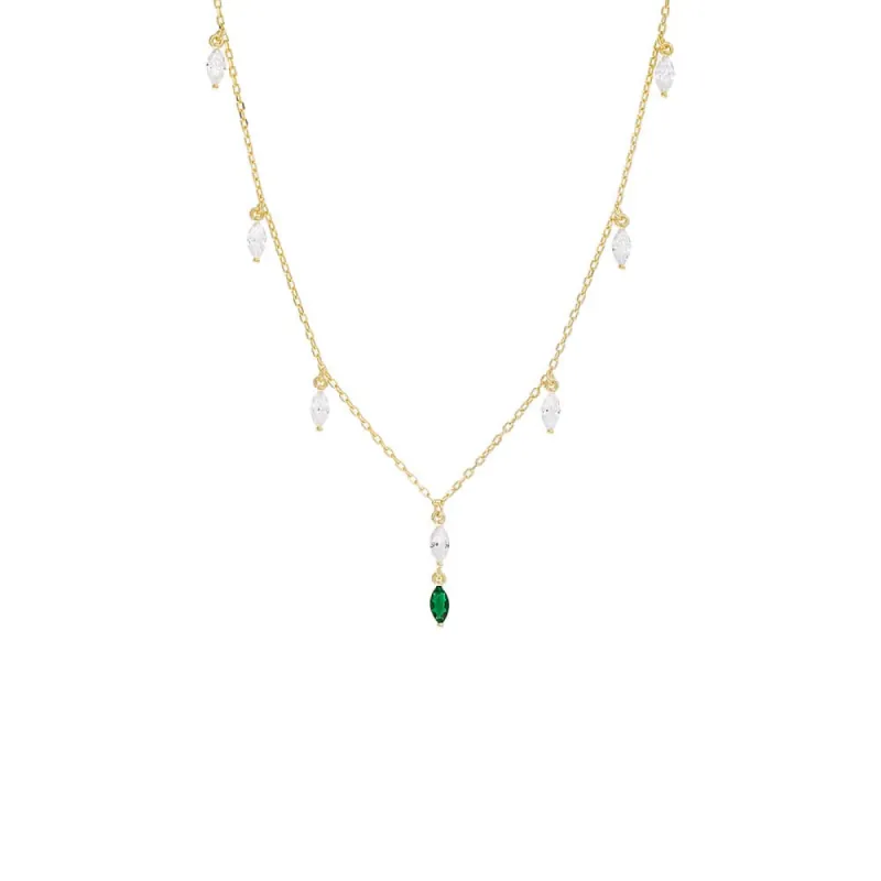 Dainty Colored Marquise Dangle Necklace sold by Adina Eden's