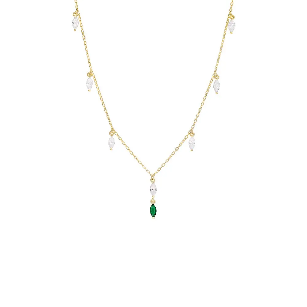 Dainty Colored Marquise Dangle Necklace sold by Adina Eden's