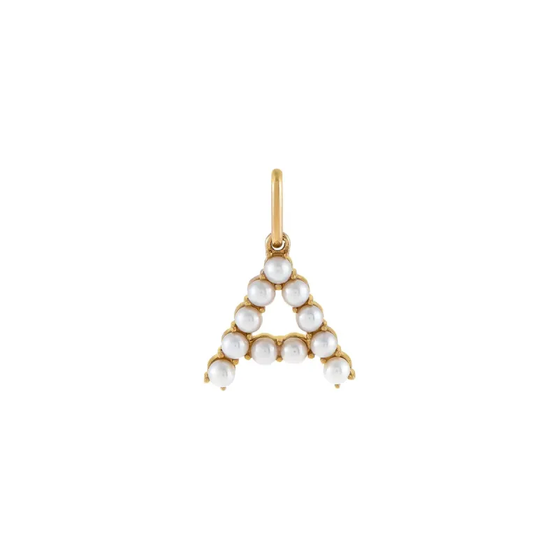 Pearl Initial Charm 14K sold by Adina Eden's