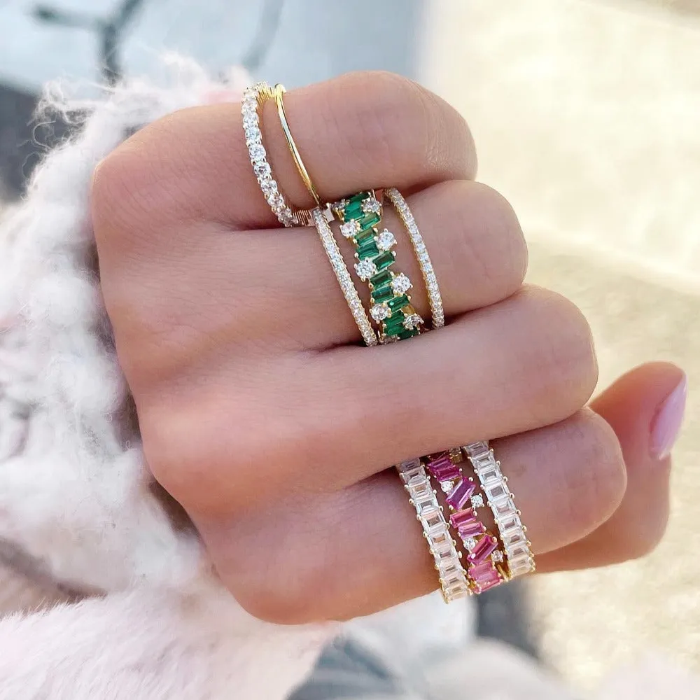 Baguette X Solitaire Scattered Eternity Band sold by Adina Eden's product image thumbnail 3