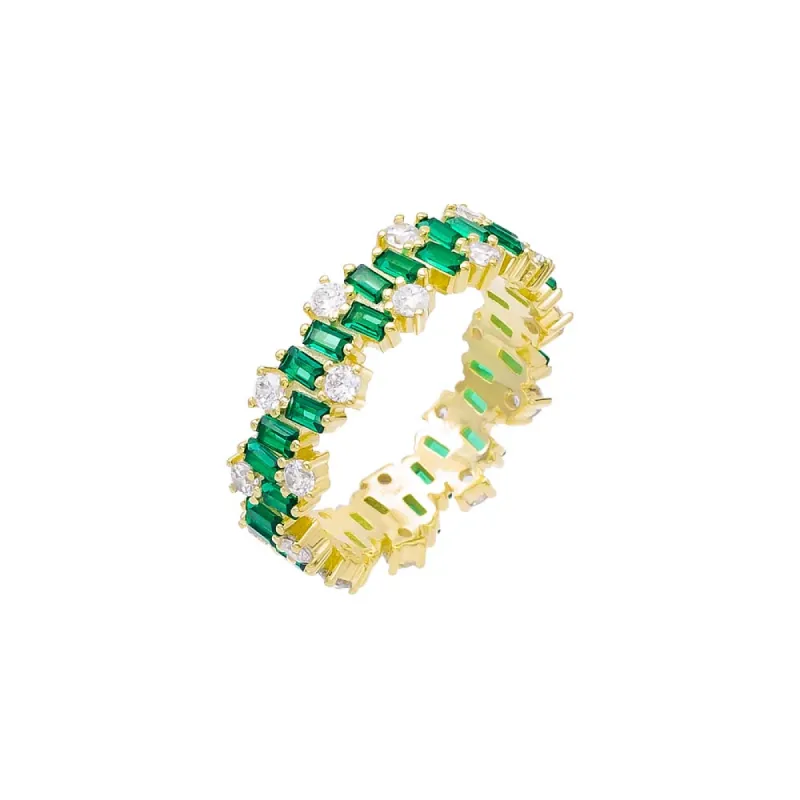 Baguette X Solitaire Scattered Eternity Band sold by Adina Eden's
