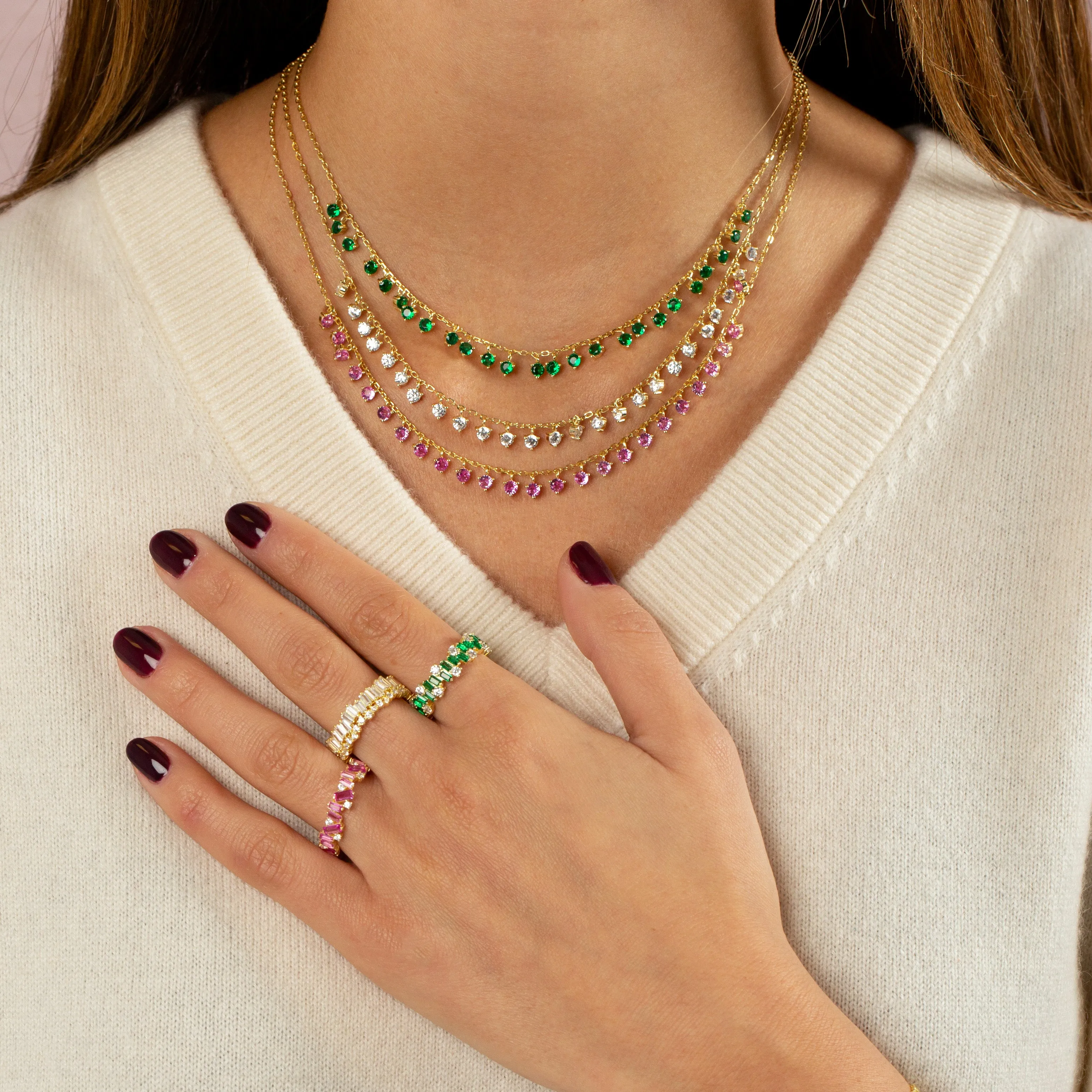 Baguette X Solitaire Scattered Eternity Band sold by Adina Eden's product image thumbnail 4
