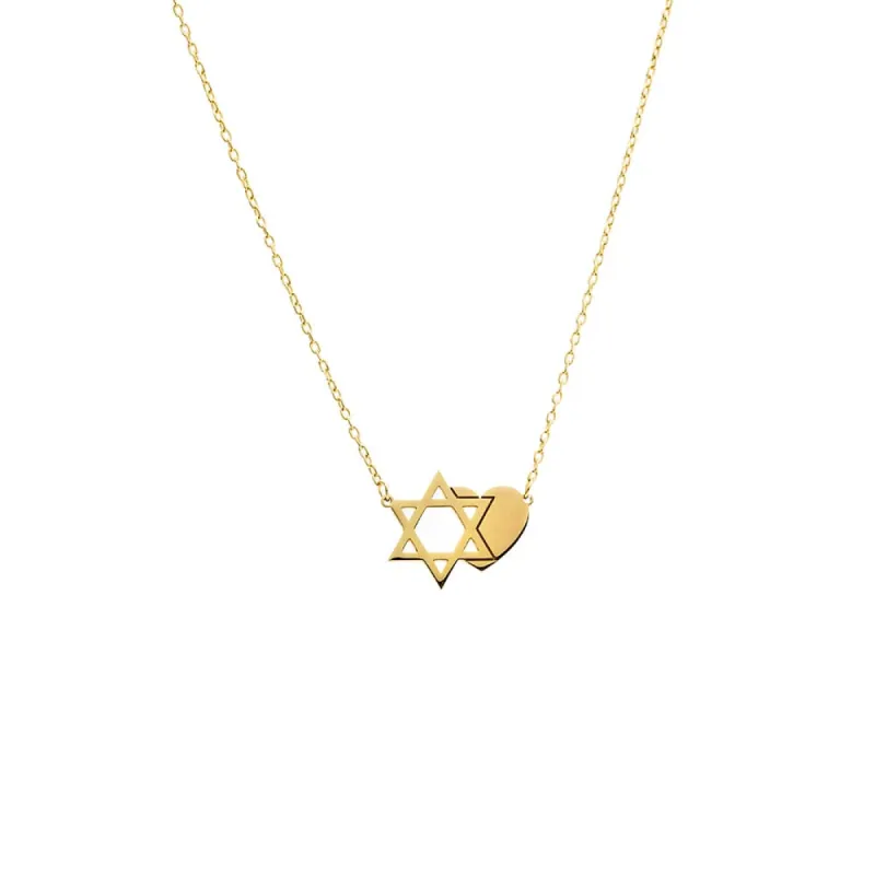 Star Of David X Heart Pendant Necklace sold by Adina Eden's
