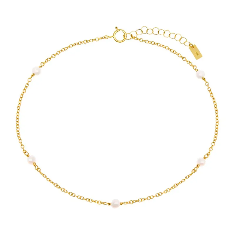 Pearl Embedded Chain Anklet sold by Adina Eden's