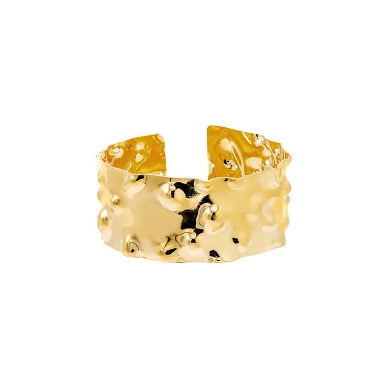 Solid Hammered Wide Cuff Bangle Bracelet sold by Adina Eden's