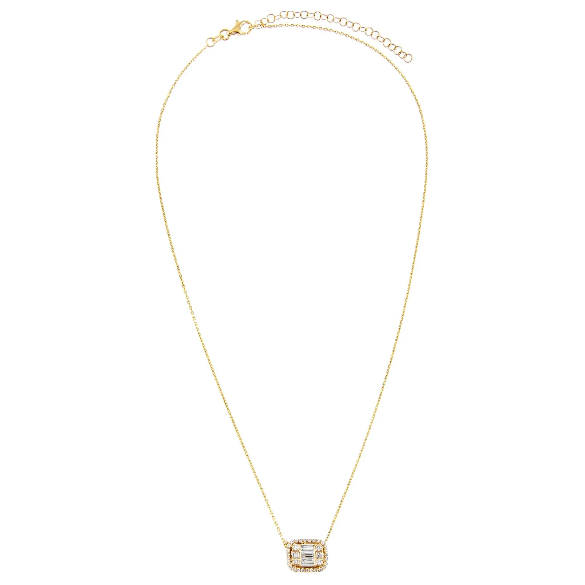 Diamond Halo Baguette Necklace 14K sold by Adina Eden's product image thumbnail 4
