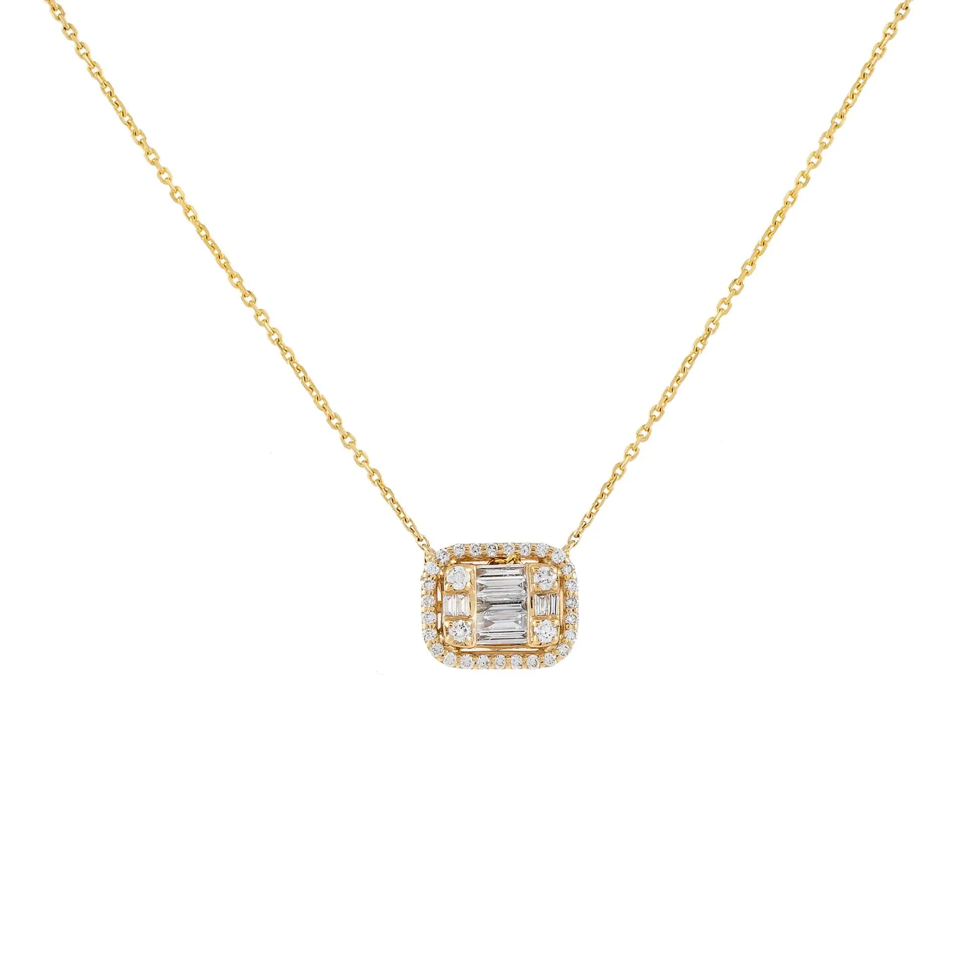 Diamond Halo Baguette Necklace 14K sold by Adina Eden's product image thumbnail 3