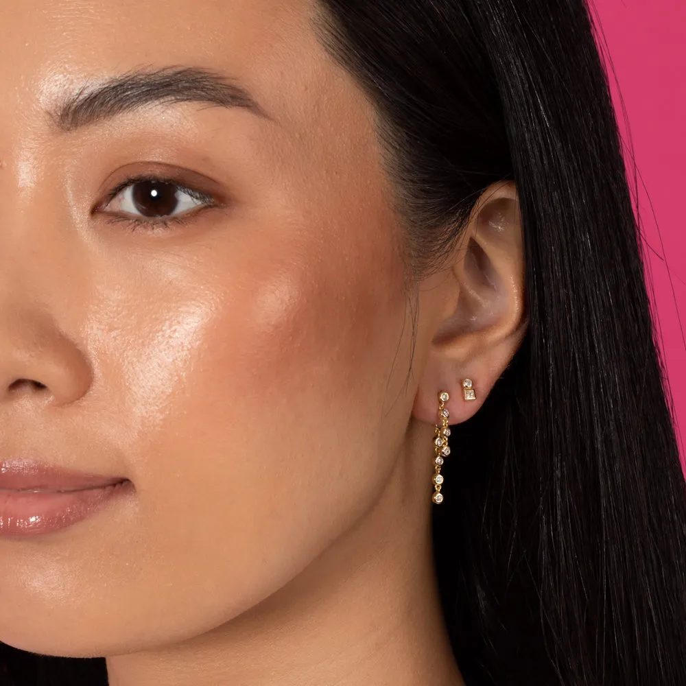 Tiny Round X Square Bezel Stud Earring sold by Adina Eden's product image thumbnail 2