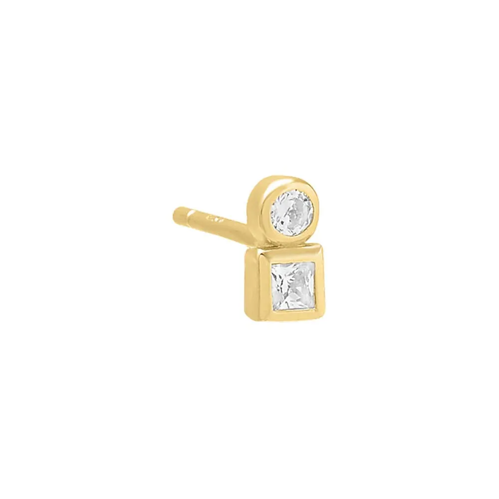 Tiny Round X Square Bezel Stud Earring sold by Adina Eden's product image thumbnail 3