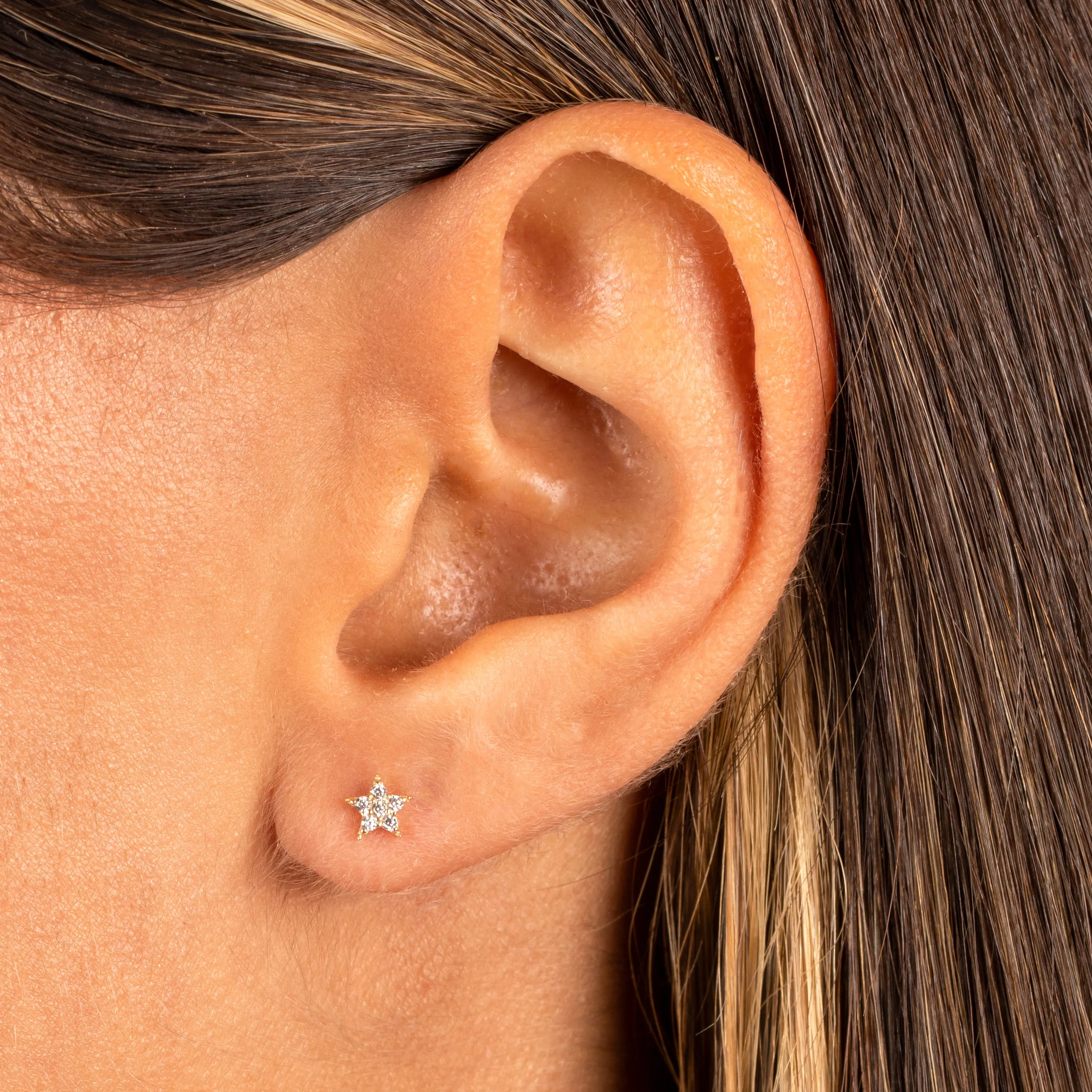 Tiny Pave Star Stud Earring 14K sold by Adina Eden's product image thumbnail 2