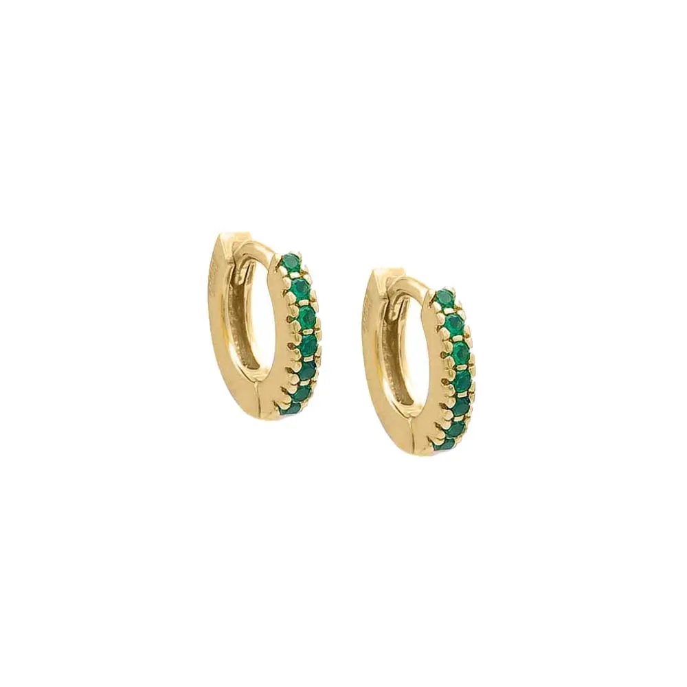 Emerald Green CZ Mini Huggie Earring 14K sold by Adina Eden's