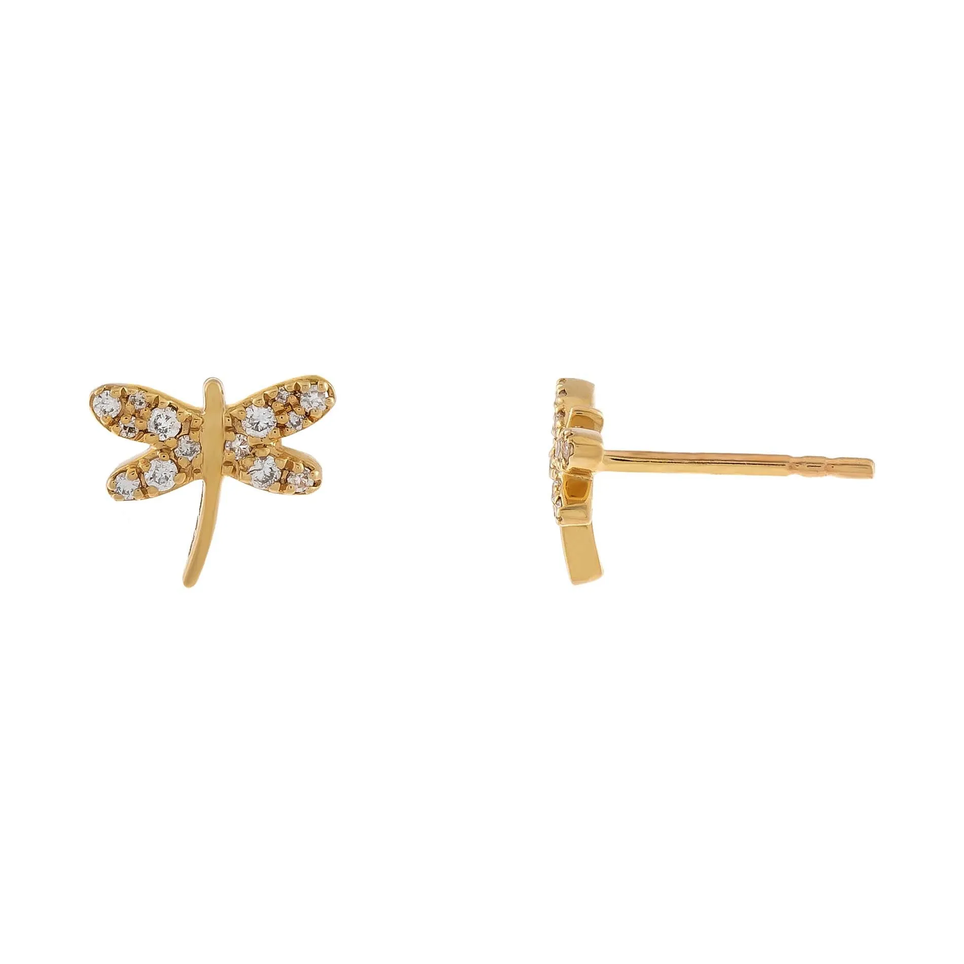Diamond Dragonfly Stud Earring 14K sold by Adina Eden's