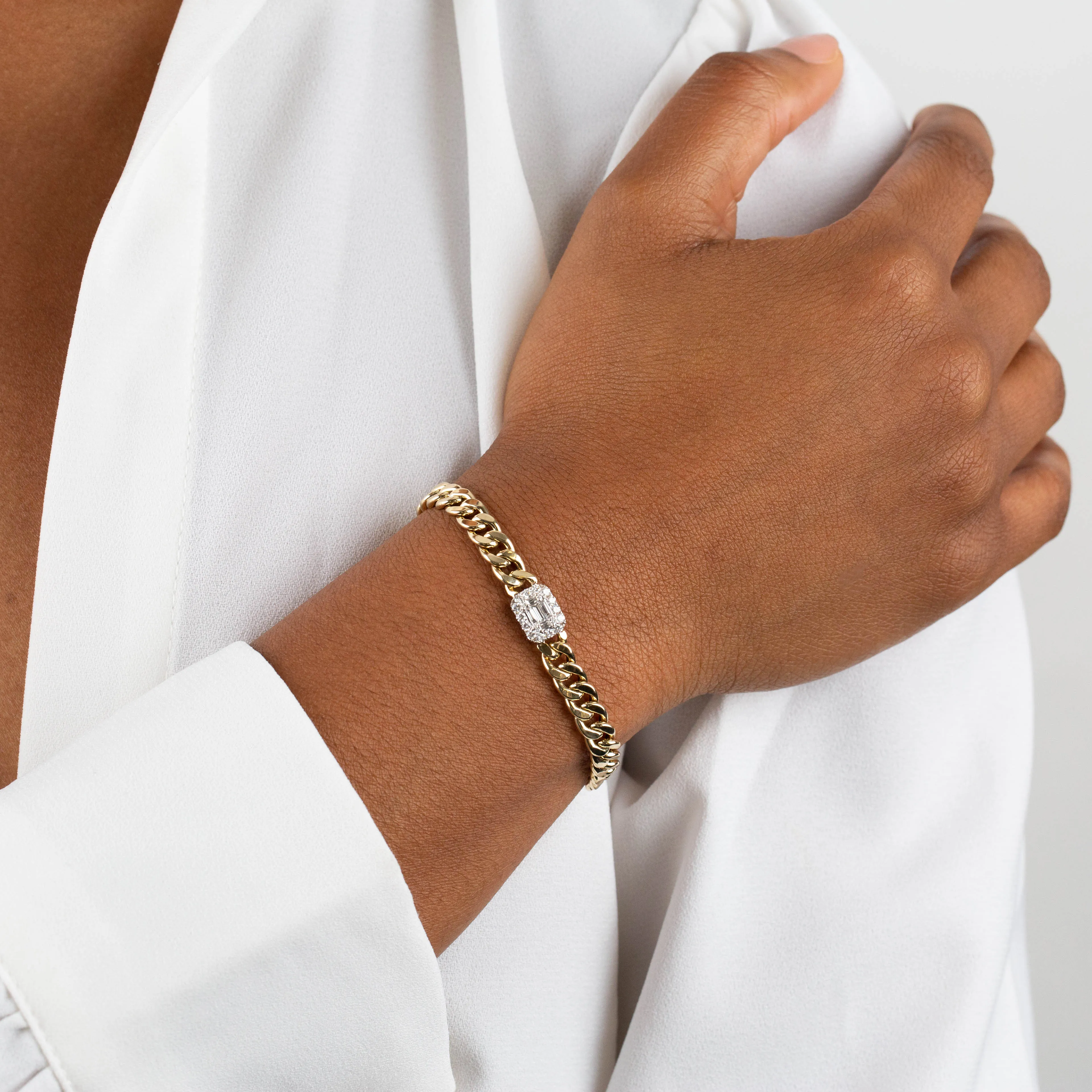 Diamond Illusion X Miami Cuban Link Bracelet 14K sold by Adina Eden's product image thumbnail 2
