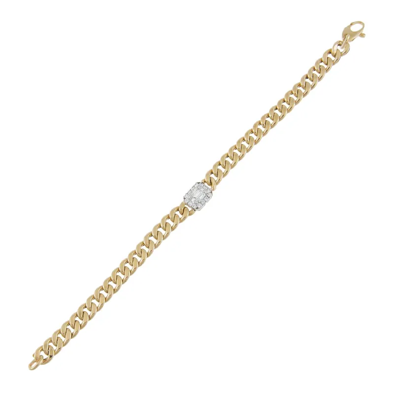 Diamond Illusion X Miami Cuban Link Bracelet 14K sold by Adina Eden's
