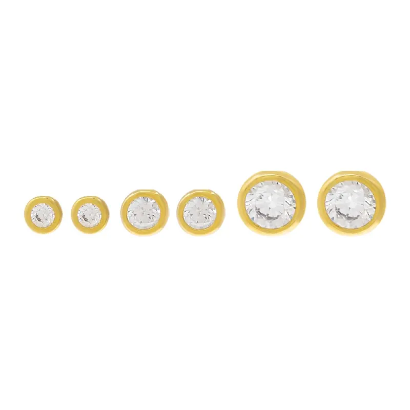 Solitaire Bezel Stud Earring Combo Set sold by Adina Eden's
