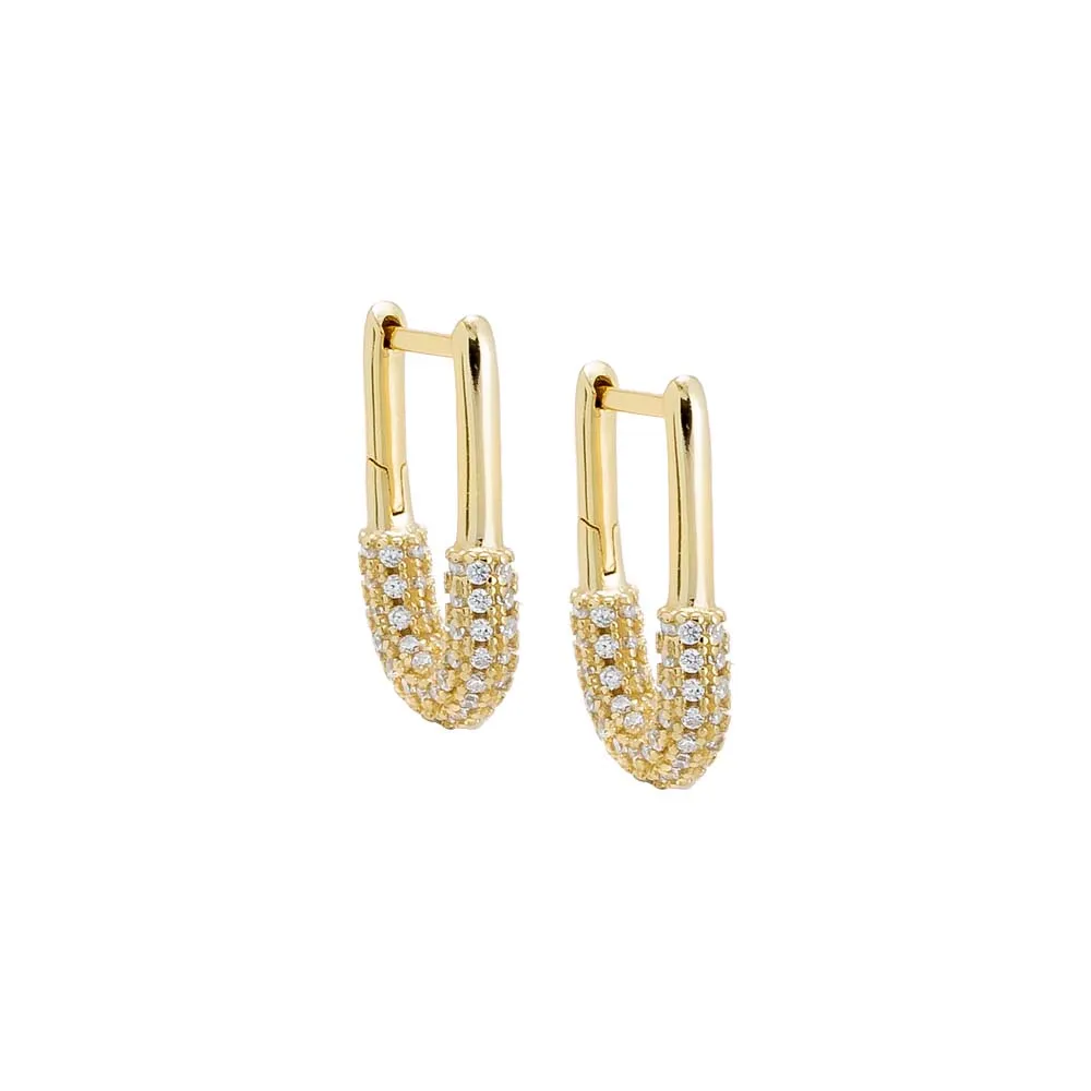 Solid Pavé Oval Shape Huggie Earring sold by Adina Eden's