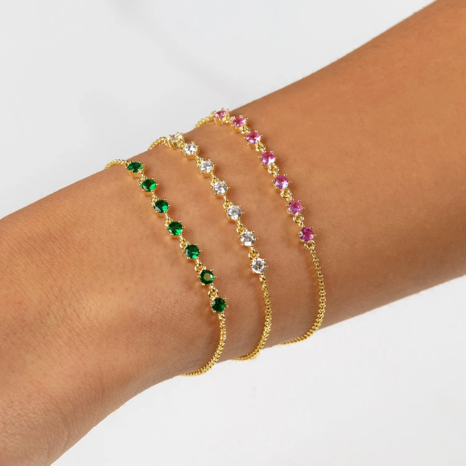 Colored Half Tennis Chain Bracelet sold by Adina Eden's product image thumbnail 2