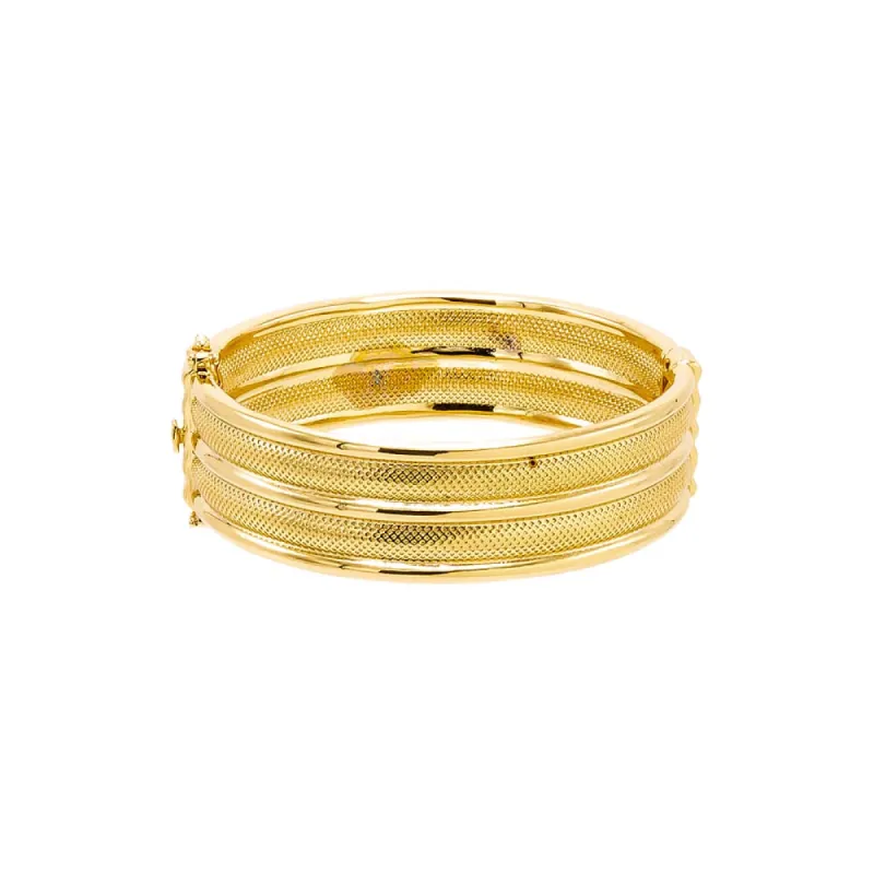 Solid Double Row Indented Bangle Bracelet sold by Adina Eden's