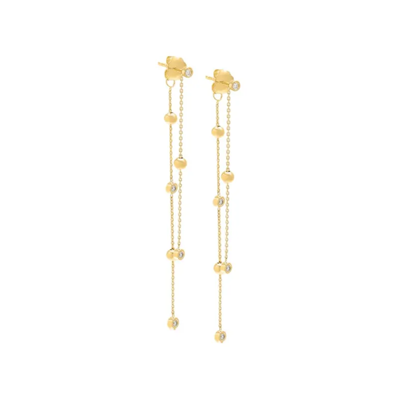 Diamond Ball Chain Front Back Drop Stud Earring 14K sold by Adina Eden's