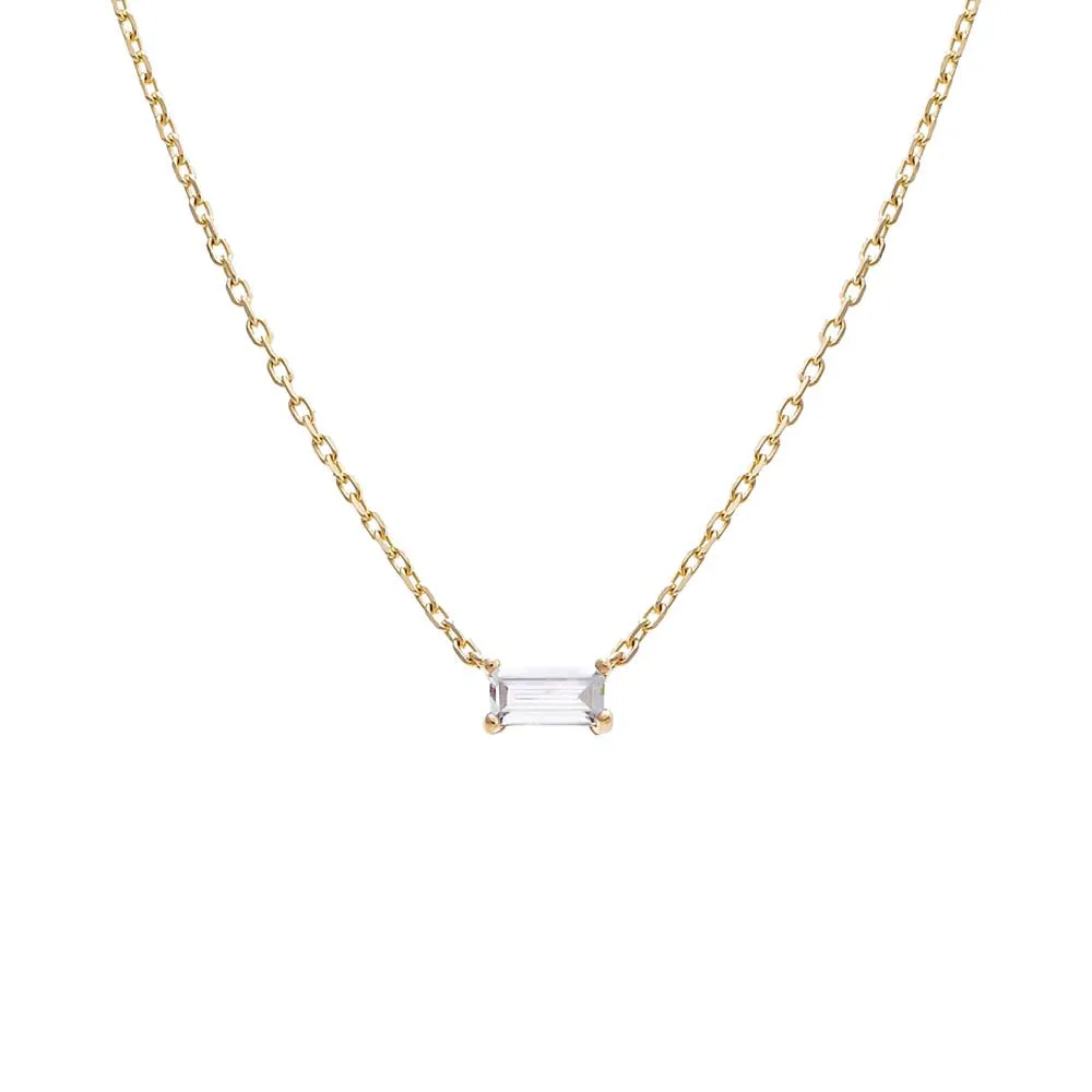 CZ Mini Baguette Pendant Necklace 14K sold by Adina Eden's