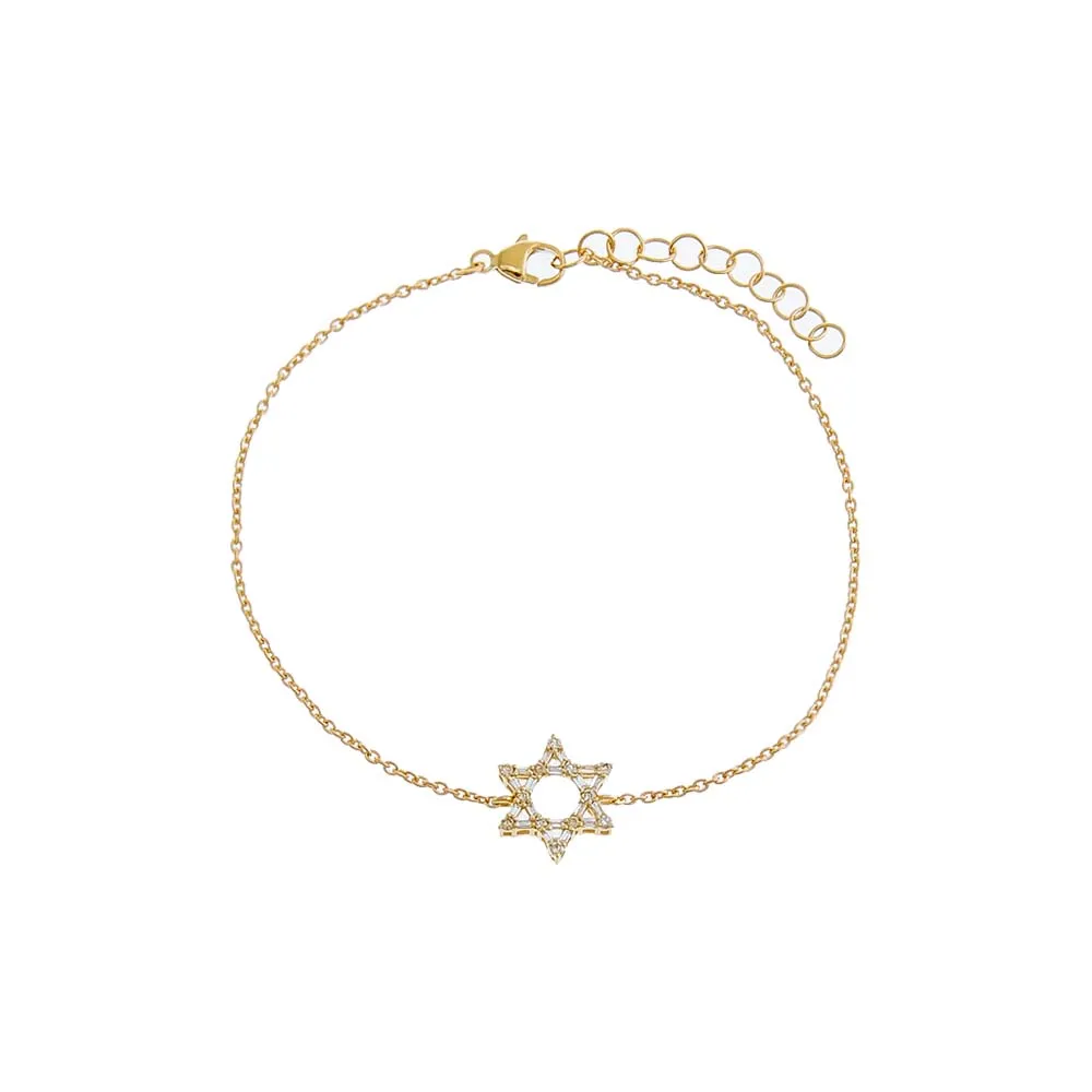 Diamond Baguette Star Of David Bracelet 14K sold by Adina Eden's