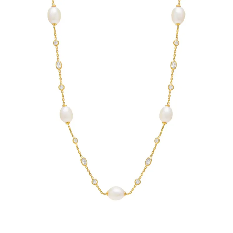 Pearl Diamond By The Yard Necklace sold by Adina Eden's