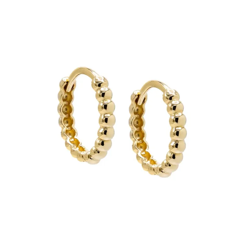 Beaded Huggie Earring 14K sold by Adina Eden's