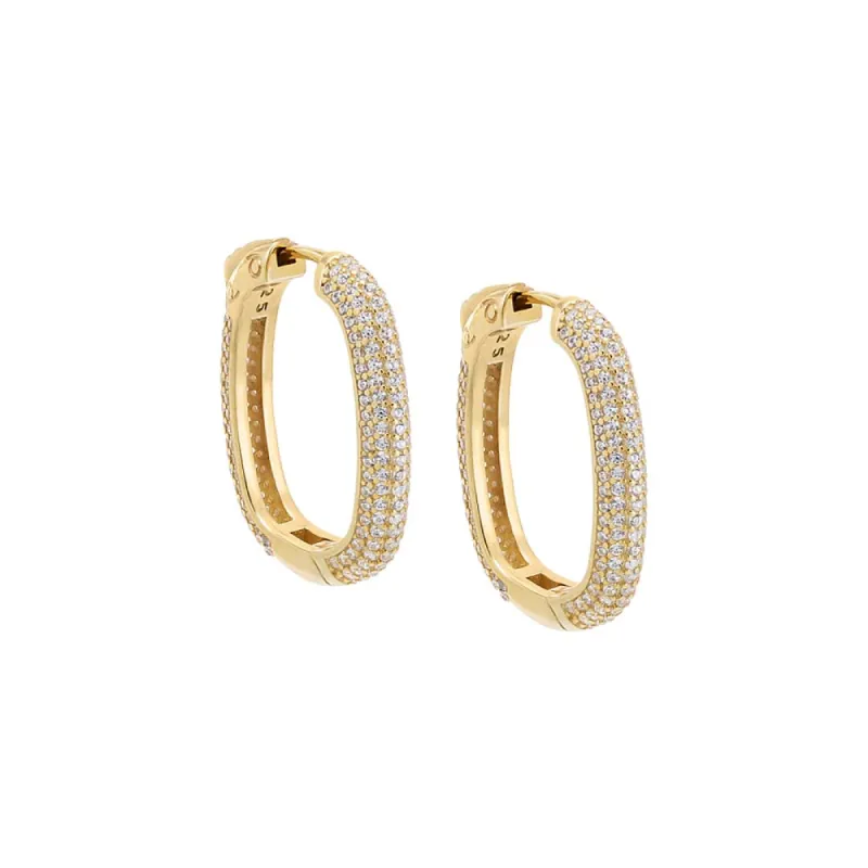 Fancy Large Pavé Oval Shape Hoop Earring sold by Adina Eden's